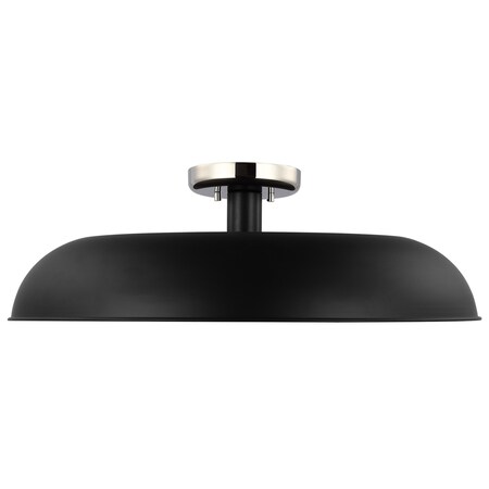 Nuvo Colony 1-Light Large Flush Mount - Matte Black with Polished Nickel 60/7498